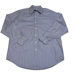 Bobby Jones Collection Woven in Italy Long Sleeve Button Down Shirt Plaid Sz XL